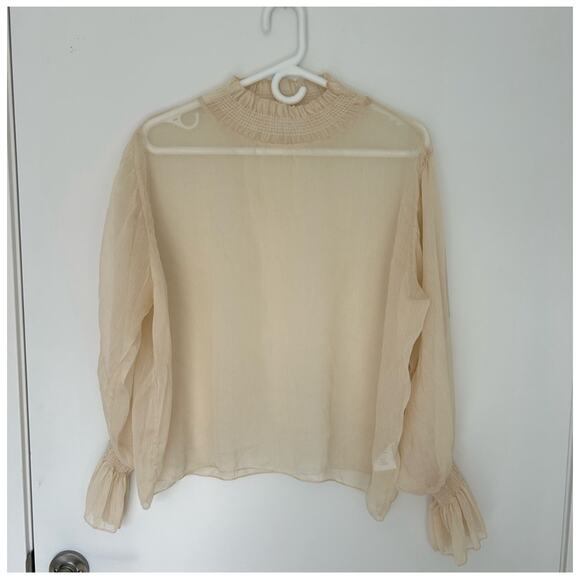 Oak+fort see thru blouse + camisole, elasticated cuff, size S - Picture 4 of 9